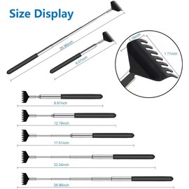 YIMICOO 3 Pack Extendable Back Scratcher, Stainless Steel Portable Telescoping Back Scratchers for Adults Men Women, with Rubber Handles
