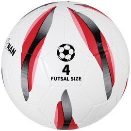 JPHNAN Futsal Ball Size 4 Low Bounce - Indoor Soccer Ball for Training & Competition, TPU Cover with Reinforced Stitching for Adults & Youth (White Red)