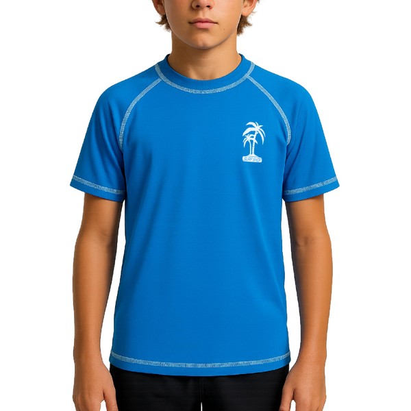 iXtreme Little Boys' Palm Tree Rash Guard, Royal, 7