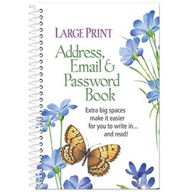Large Print Address, Email & Password Book, Easy to Read, Spiral Bound Design, Perfect for Organizing Important Documentation – 96 Pages, Book Measures 7 1/4" L x 5" W