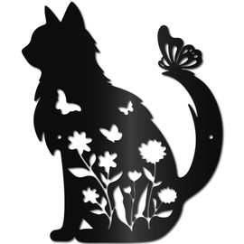 CREATCABIN Black Cat Metal Wall Art Iron Wall Decor Hanging Wall Display Simple Home Decoration Living Room Bedroom Kitchen Gift for Women Men Birthday Housewarming Party 11.8x9.8 Inch Black Cat