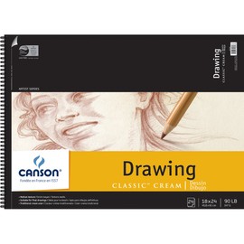 Canson 18-Inch by 24-Inch Classic Cream Drawing Paper Pad, 24-Sheet