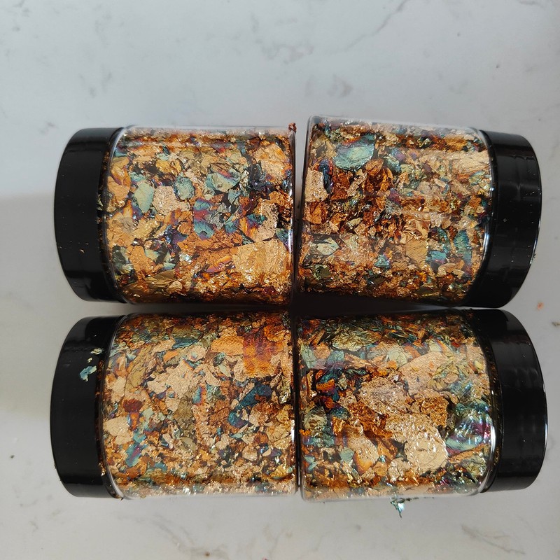 JINRUISI Gilding Flakes Variegated Gold Foils Leaf Flakes Gilding Craft