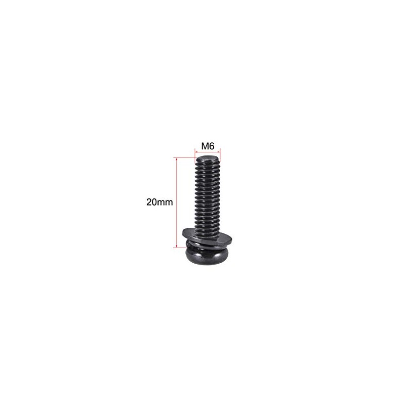 sourcing map M6 x 20mm Carbon Steel Phillips Pan Head