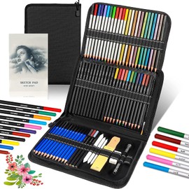 (96）piezas juego de lápices de dibujo avanzado que incluye 72 lápices de colores y 24 juegos de bocetos Kit de lápiz artístico en una caja de viaje con cremallera, perfecto para principiantes, adulto