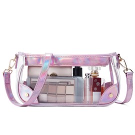 Telena Clear Purses for Women Stadium Crossbody Clear Bag for Stadium Events for Concert Festival with Adjustable Strap Laser Pink