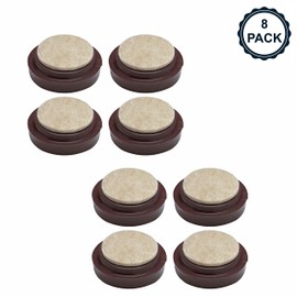 SUL Castor Caster Cup With Felt Pad Non Slip Floor Protector Glide For Chair Leg, Sofa Protect Wood Laminate Floor Tile Lino Floor From Scratch 50mm -8pk – Brown