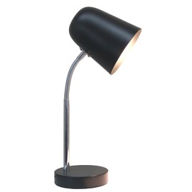 Simple Designs LD1075-BLK 15.28" Sleek Essentials Minimalist Metal Desk Task Lamp, for Office, Desk, Nightstand, Dorm, Black