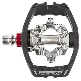 Exustar Unisex Adult E-PM825 Combination Pedal, Aluminium Body, Crmo Axle, with Sealed Bearing - Black/Silver,