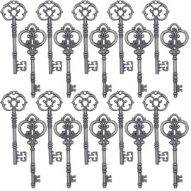 Gutapo 20 pcs Extra Large Antique Skeleton Keys for Wedding Decoration Favor Handwork Gift Santa's Key (20PCS Antique Pewter Keys)