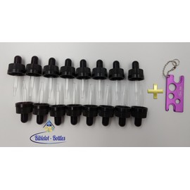 5ml Glass Eye Droppers,Oil Dropper Compatible with 5ML doTerra Essential Oil Bottles, Child Resistant Caps, Oil Accessories. (Purple, 16)