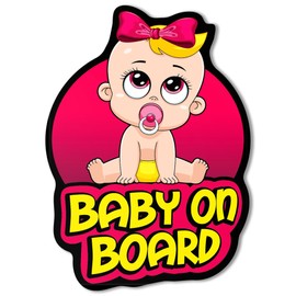 SkinoEu® Reflective Vinyl Sticker Decal, Baby Girl On Board, Child Safety, Car, Bumper, Rear Window, Strong Adhesive and Durable, B 28