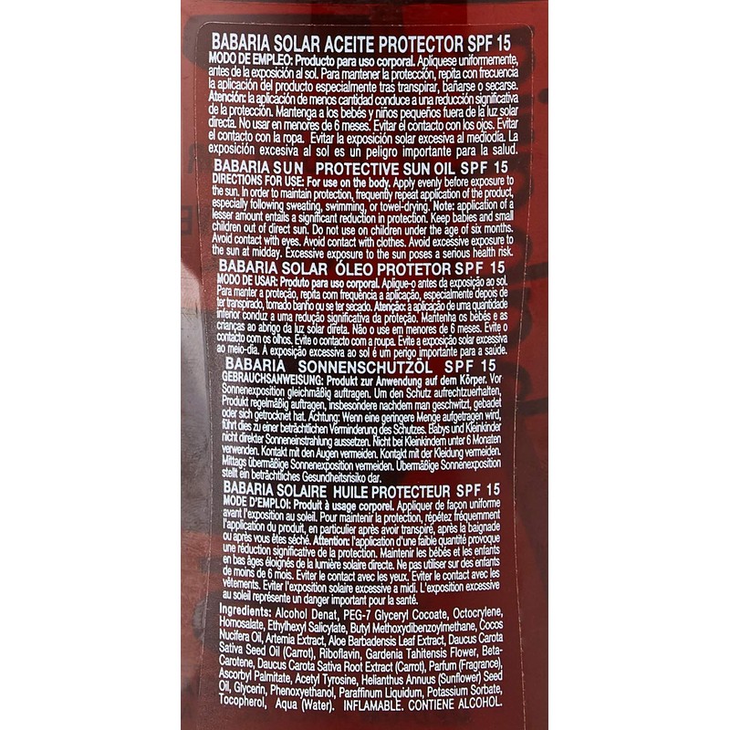 Babaria Monoi Tahiti Aceite Spf15 Proteccion Media 300 ml