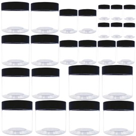 hodooly 24 Pack Plastic Jars with Lids,18oz & 10oz & 8oz & 4oz Clear Plastic Mason Jars,Leakproof Slime Containers for Peanut,Cookie,Spice,Candy and Dry Food,Empty Jars for Storage
