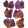 KYEYGWO Rock Crystal Cluster Quartz Stone,Titanium Coated Natural Drusy Crystal