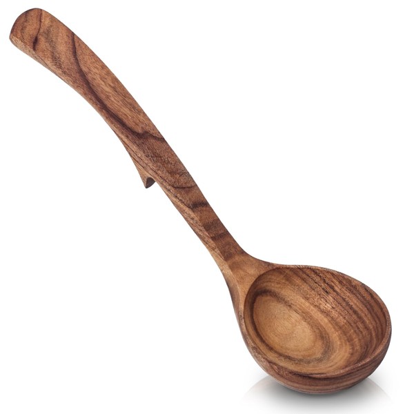 HANSGO Wooden Ladle, Long Handle Soup Ladle Non-Stick Wooden Spoons