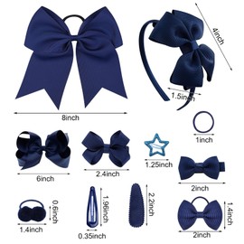 SKHAOVS Pack of 33 Blue Bow Hair Accessories Set Hair Bobbles Girls Small Hair Scrunchies Girls Hair Scrunchie Elastic Hair Band Bow Band Children Girls Mini Hair Band Soft (Blue)