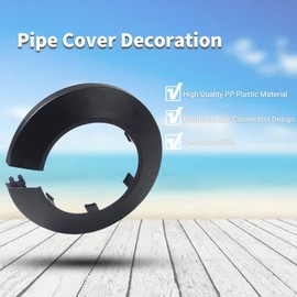 MroMax Fit 1.9" Outer Diameter Flange Water Pipe Cover Decoration Black Pipe Cover Radiator PP Plastic 50mm Escutcheon Pipe Collar for Wall Pipe Tube Decoration 4Pcs