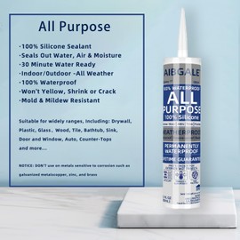 12 Packs Gray Silicone Sealant, 100% Waterproof Silicone Caulk, Adhesive Caulking Silicone for Indoor Outdoor Windows, Aquarium, Bathtub, 10.1 oz (12)