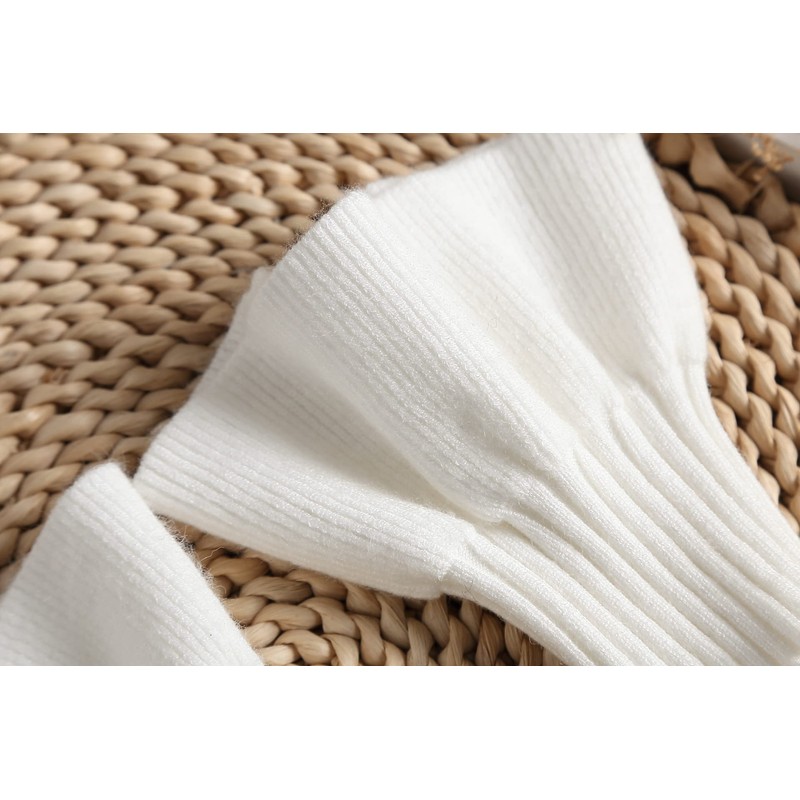 SUZALA Removable Wrist Cuffs False Sleeves for Women Teens, Knitting-White
