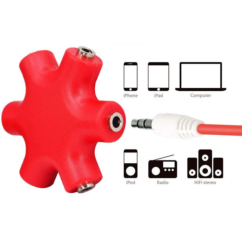 3.5mm Headphone Jack Splitter 3.5 Audio 5 Way 6 Port