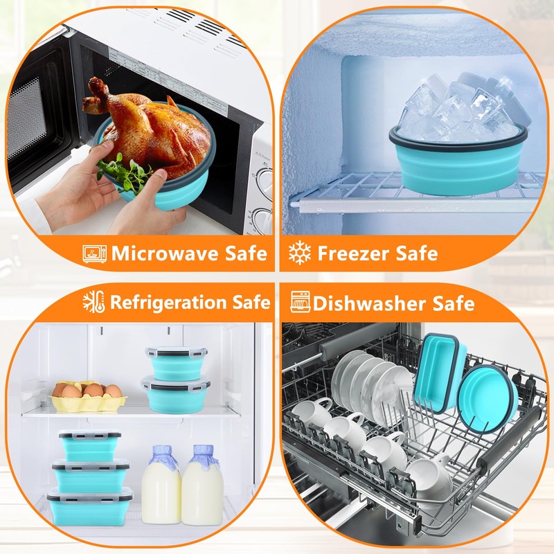 8 Pack Collapsible Food Storage Containers with Lid & Air