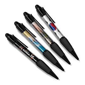 DV DESIGN Set of 4 South Korea Black Ballpoint Pens - Korean Flag City Map Country Holiday Travel Friends Boys Girls Men Women Theme Pen #79550
