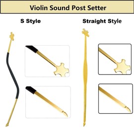 TUOREN 13Pcs Violin Luthier Install Repair Tool Kit Include Straight & S Style Post Setter, Retriever Clip, Sound Post Gauge, String Lifter, 3Pcs Template Gauge and 5Pcs Violin Sound Post