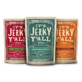 It's Jerky Y'all Vegan Jerky SEA SALT AND PEPPER, TERIYAKI, CHIPOTLE - Beyond Tender and Tasty Vegan Snacks - Non-GMO, Gluten-Free, Vegetarian, Whole30 (3-Pack)