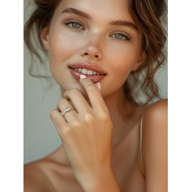 FindChic 925 Silver Cubic Zirconia Heart / Round / Square Eternity Ring for Women Engagement Ring Size J to Z