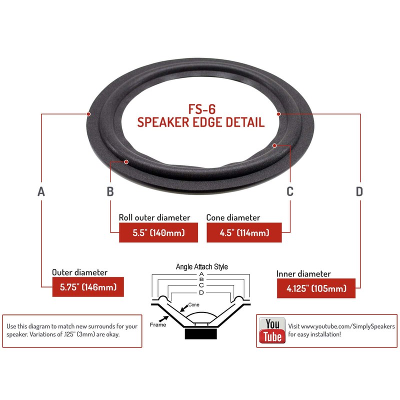 Boston Acoustics 6 Inch Foam Speaker Repair Kit FSK-6 (Pair)