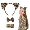 FUIPVGI 3 Pieces Leopard Print Costume Set,Animal Leopard Print Ears Hair Bands Bow Tie, Leopard Print Bracelet,for Kids Adult Fancy Dress Party Cosplay Decoration Accessories (3 PCS)