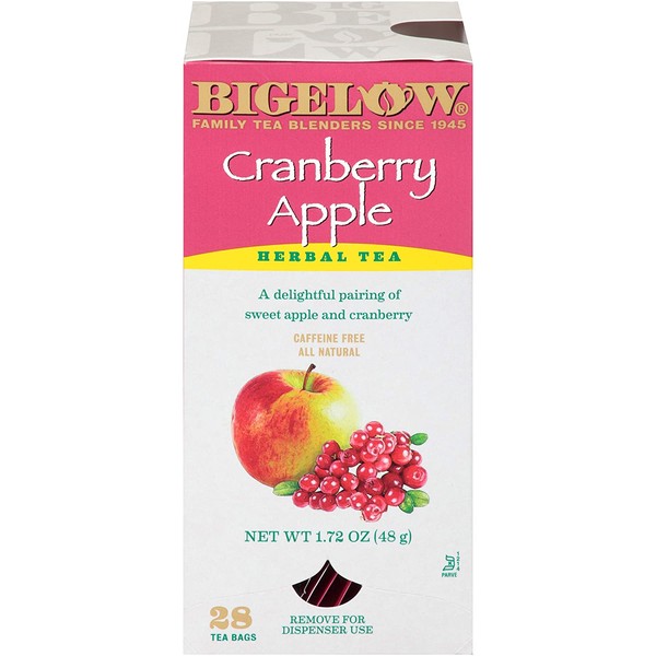 Bigelow Cranberry Apple Herbal Tea Bags 28-Count Box (Pack of 1) Cranberry Apple Hibiscus Flavored Herbal Tea Bags All Natural Non-GMO