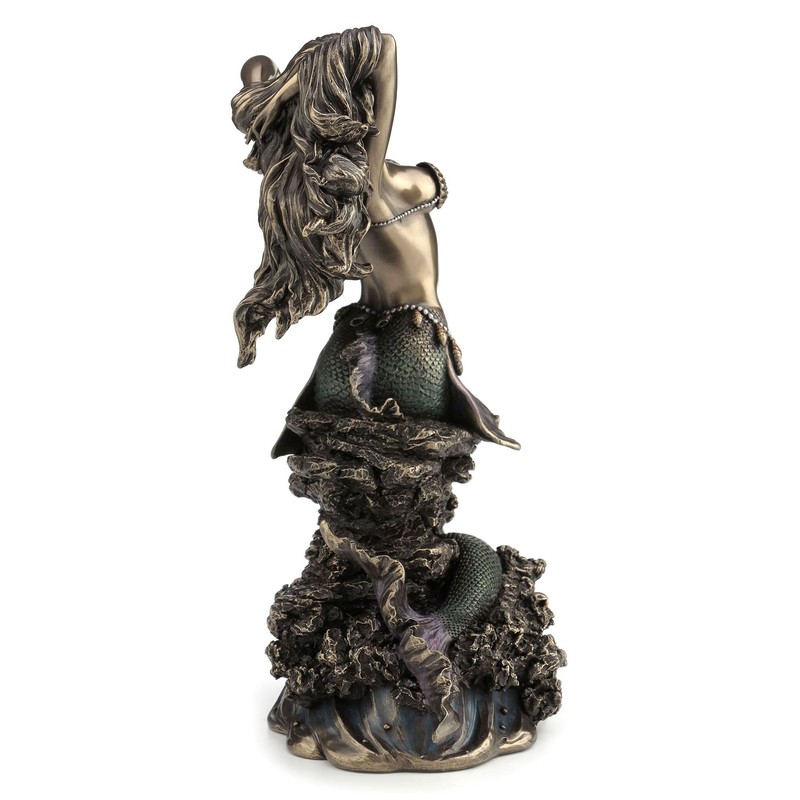 JFSM INC. Large Beautiful Mermaid Sitting on Rock Statue Sculpture