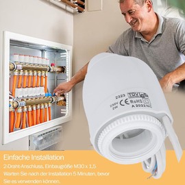 Telituny Underfloor Heating 230 V, IP54 Waterproof, Normally Closed, Electrothermal Actuator, Thermostat, Underfloor Heating, Servo Motor, Homematic Actuator for Heating System