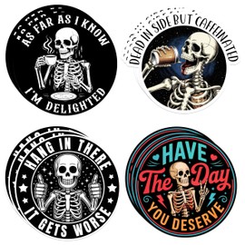 12 pegatinas divertidas de esqueleto de meme As Far As I Know I'm Delightful, Dead Inside But Cafeinated, Hang in There It Gets Worse, Have the Day You Mererve - Calcomanía impermeable para botella de