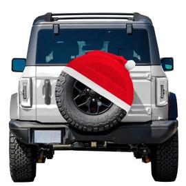 27-29 Inch Christmas Santa Hat Cute car Decoration Outdoors Accessories- Christmas Tire Cover Car Tire Decoration Premium Velvet Christmas Decorations are Suitable for Most car (Red)