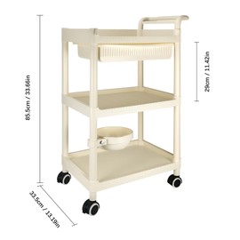 TAGEPOR 3 Tier Rolling Cart with Drawers, White Utility Carts for Kitchen, Laundry Room and Bedroom, 3 Tier Grocery Carts for Home and Office, Bathroom Organizers and Storage Rack on Wheels