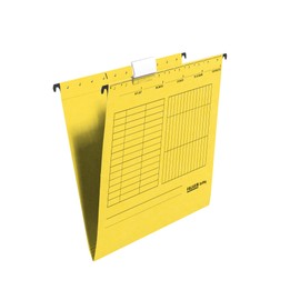 Original Falken 5-pack hanging file UniReg. Made in Germany. Made of recycled cardboard for DIN A4 open sided yellow Blue Angel ideal for loose leaf filing in the office and public authority