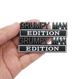 2pcs Metal Grumpy Man Edition Door Tailgate Bumper Emblem Bsdge Decals Fits for Universal Vehicle, Car, Truck, SUV Decoration (Black White)