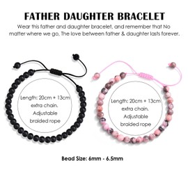 CERSLIMO Father Gifts from Daughter - Father and Daughter Bracelets Set 2 | Natural Bead Bracelet Jewellery Father's Day Birthday Christmas Gifts, Pink Zebra