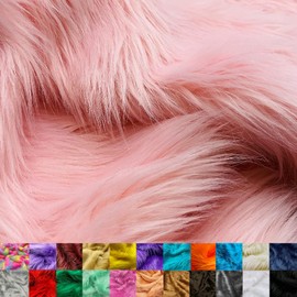 Ice Fabrics Faux Fur Fabric by The Yard - 60 Inches Wide Super Soft and Fluffy Shaggy Mohair Fur Fabric for Costumes, Apparel, Rugs, Pillows, Decorations and More - Baby Pink - Half Yard
