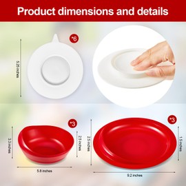 Hushee Adaptive Spill Proof Scoop Bowl and Plate Set with Suction Base Non Skid Self Feed Dinnerware for Elderly Disabled Handicapped from Parkinsons, Dementia, Stroke, Tremor(3 Sets,Red)