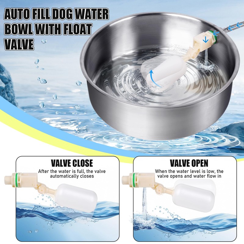 Automatic Dog Water Bowl Dispenser Large Breed Stainless Steel Auto