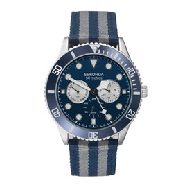 SEKONDA Mens Multi dial Quartz Watch with Nylon Strap 1628