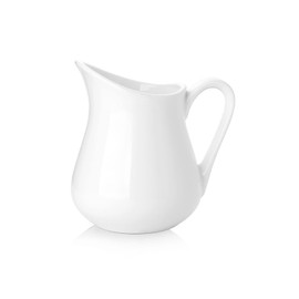 Nucookery 8 Oz Classic White Fine Porcelain Creamer with Handle,Small Creamer Pitcher For Sauces Salad Coffee Milk More,Microwave & Freezer Safe (8-Ounce, Set/1)