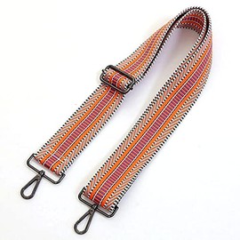 Jacquard Woven Bag Strap | Orange Colourful Stripes | Adjustable | Changing Bag Straps, Orange, various, anthracite, gun metal, Modern