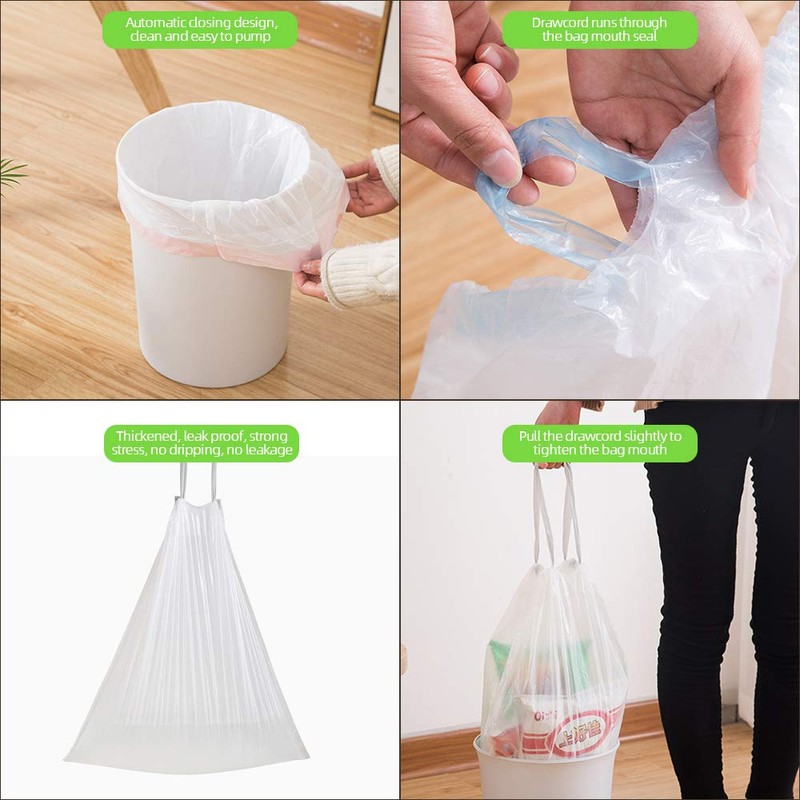 3 Rolls 20L Bin Liner Bin Liners with Drawstring Strong