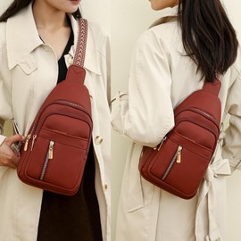 Wbougisay Crossbody Bag - Anti-Theft Embroidery Solid Color Crossbody Bag for Daily Travel (Khaki)