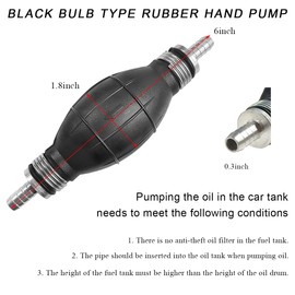 DXNQ Rubber Hand Fuel Transfer Pump, 8mm Primer Portable Bulb Type Manual Car Fuel Transfer Pump for Gasoline Petrol Diesel Oil Liquid, High Flow Gasoline Siphon Hand Pump for Marine Boat Accessories